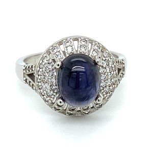 Iolite 3.38ct Rhodium Finish Solid Silver Ring